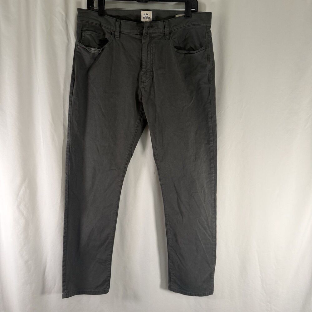 Flint and Tinder Pants Mens 34x30 Green 5 Pocket Flat Front Lightweight Slim Fit